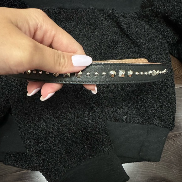 Gucci Stud leather black belt skinny belt with silver buckle - Picture 5 of 7